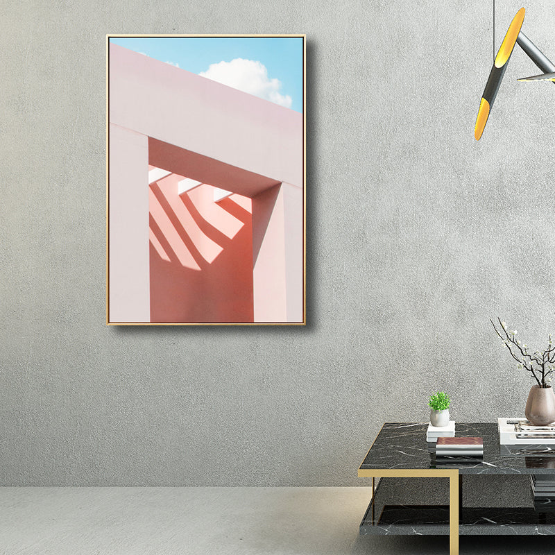 Outdoor Building Painting Nordic Style Canvas Wall Art Print, Multiple Sizes Options Clearhalo 'Arts' 'Canvas Art' 1704563