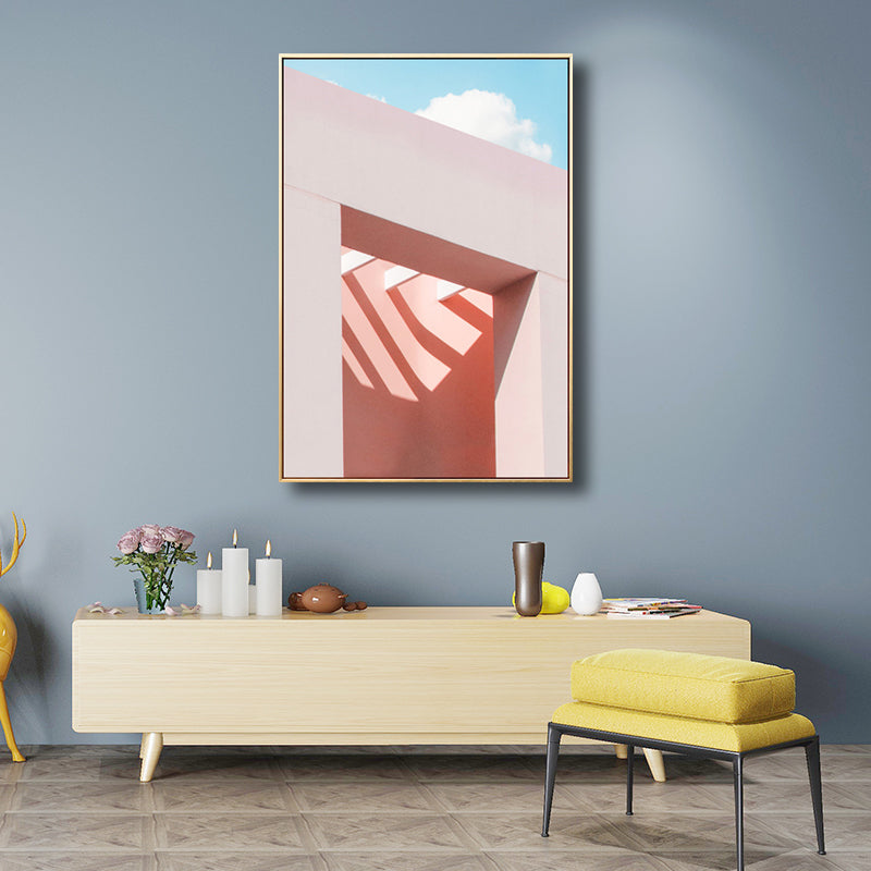 Outdoor Building Painting Nordic Style Canvas Wall Art Print, Multiple Sizes Options Clearhalo 'Arts' 'Canvas Art' 1704564