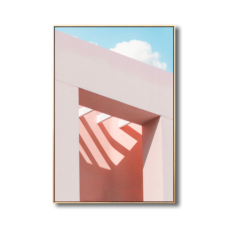 Outdoor Building Painting Nordic Style Canvas Wall Art Print, Multiple Sizes Options Clearhalo 'Arts' 'Canvas Art' 1704565