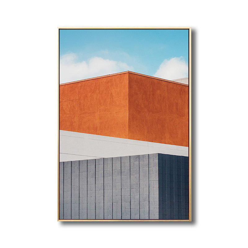 Outdoor Building Painting Nordic Style Canvas Wall Art Print, Multiple Sizes Options Clearhalo 'Arts' 'Canvas Art' 1704572