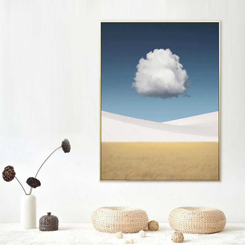 Cloud over Desert Dunes Canvas Print Nordic Textured Wall Art Decor in Soft Color Clearhalo 'Arts' 'Canvas Art' 1704625
