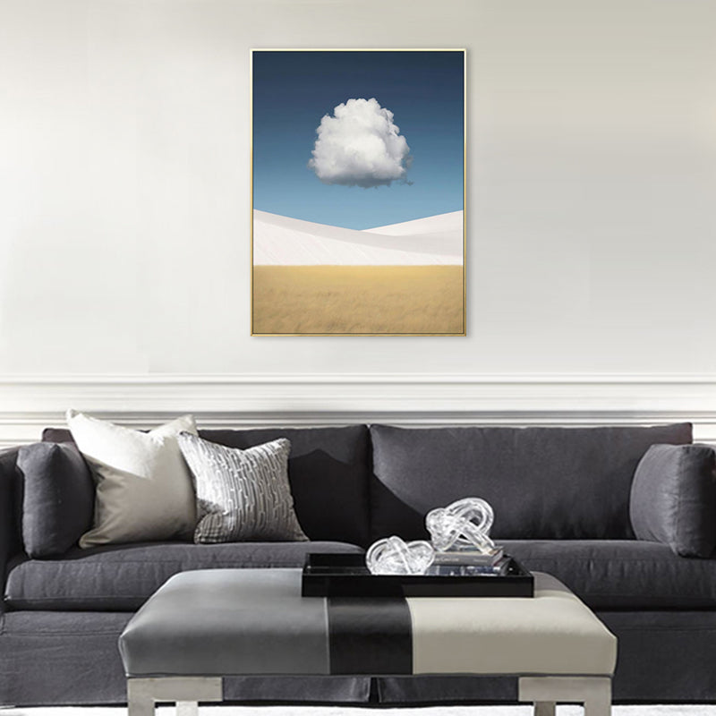 Cloud over Desert Dunes Canvas Print Nordic Textured Wall Art Decor in Soft Color Clearhalo 'Arts' 'Canvas Art' 1704626