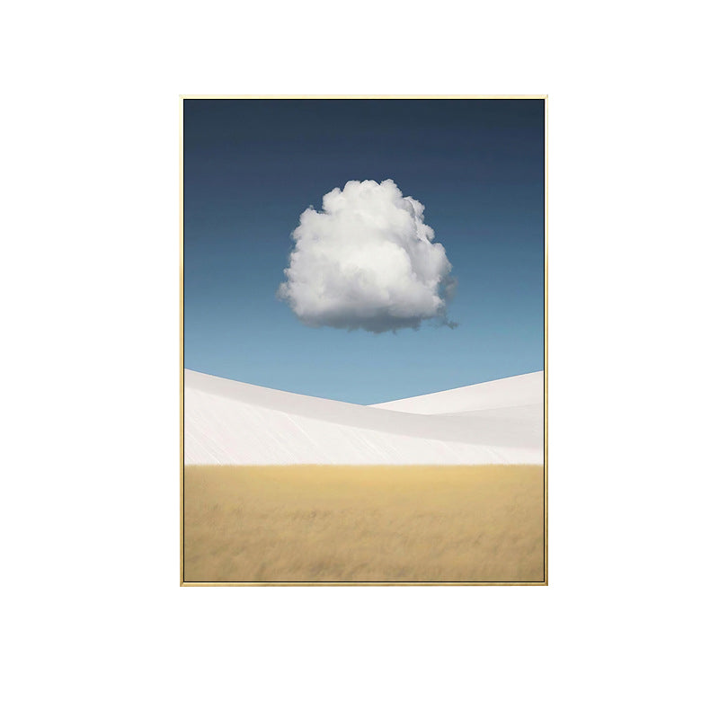 Cloud over Desert Dunes Canvas Print Nordic Textured Wall Art Decor in Soft Color Clearhalo 'Arts' 'Canvas Art' 1704627