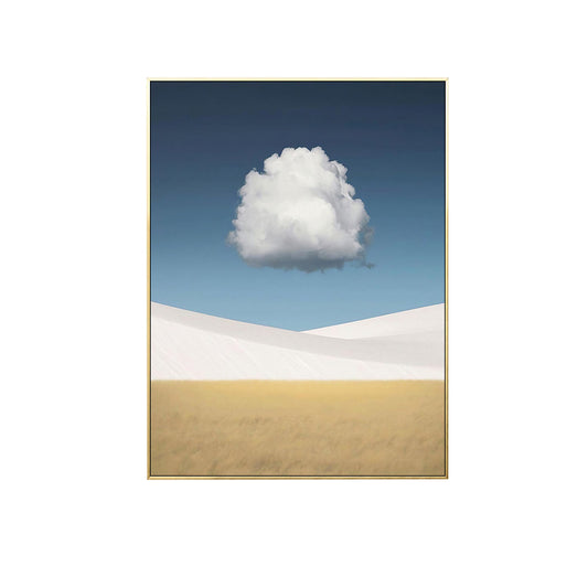 Cloud over Desert Dunes Canvas Print Nordic Textured Wall Art Decor in Soft Color Clearhalo 'Arts' 'Canvas Art' 1704627