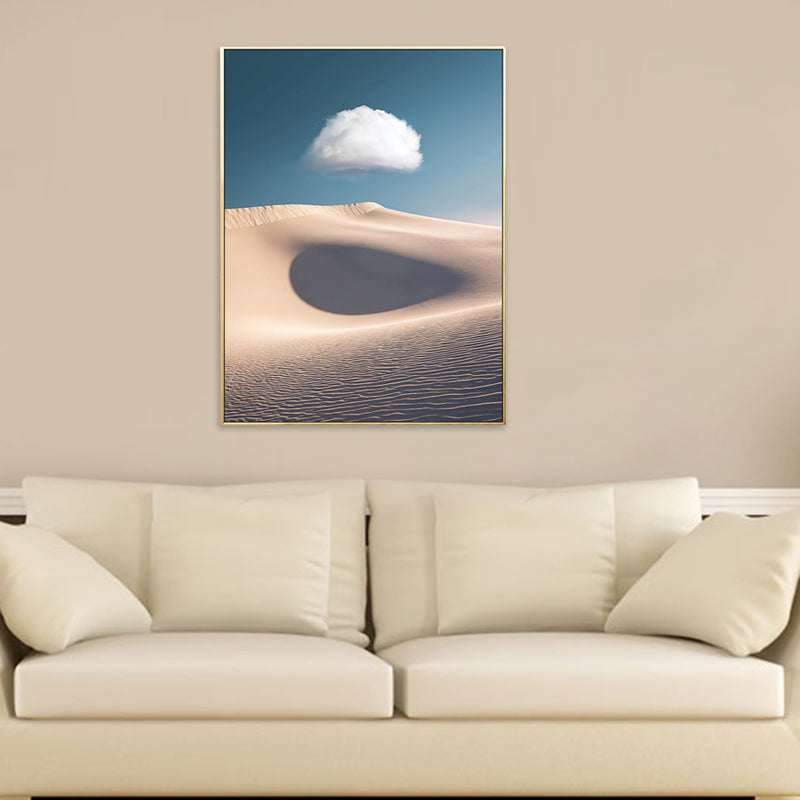Cloud over Desert Dunes Canvas Print Nordic Textured Wall Art Decor in Soft Color Clearhalo 'Arts' 'Canvas Art' 1704632
