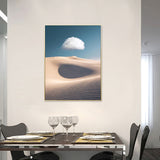 Cloud over Desert Dunes Canvas Print Nordic Textured Wall Art Decor in Soft Color
