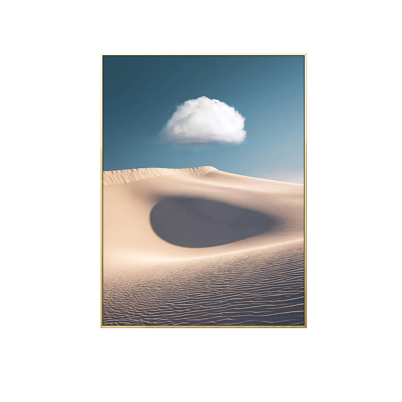 Cloud over Desert Dunes Canvas Print Nordic Textured Wall Art Decor in Soft Color Clearhalo 'Arts' 'Canvas Art' 1704634