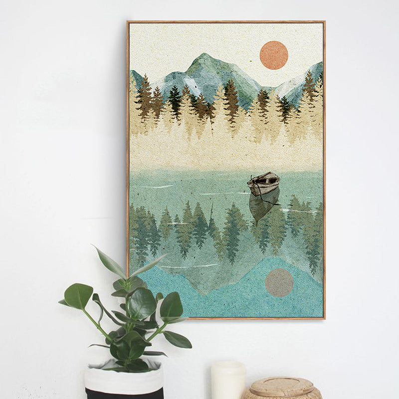 Children's Art Riverside Forest Art Canvas Soft Color Natural Landscape ...