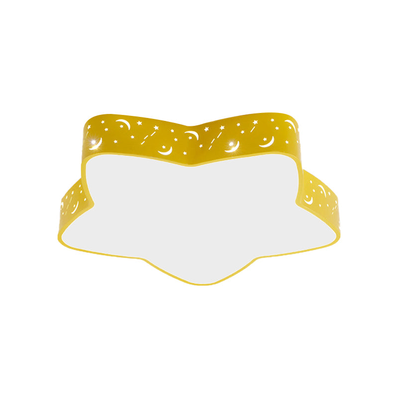 Nordic Style Candy Colored Ceiling Light Etched Star Metal Flush Mount Light for Teen Clearhalo 'Ceiling Lights' 'Close To Ceiling Lights' 'Close to ceiling' 'Flush mount' Lighting' 170476