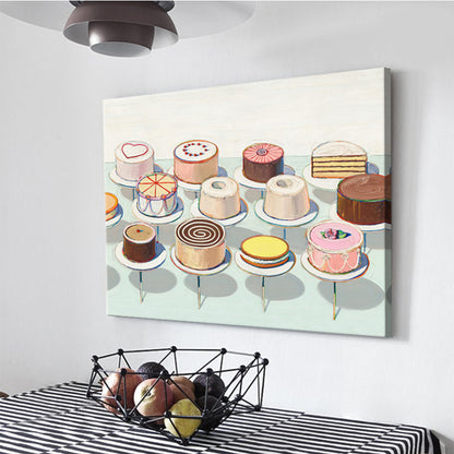 Traditional Various Cakes Pattern Canvas Brown Bedroom Wall Art, Multiple Sizes Options Brown Clearhalo 'Art Gallery' 'Canvas Art' 'Traditional' Arts' 1704770
