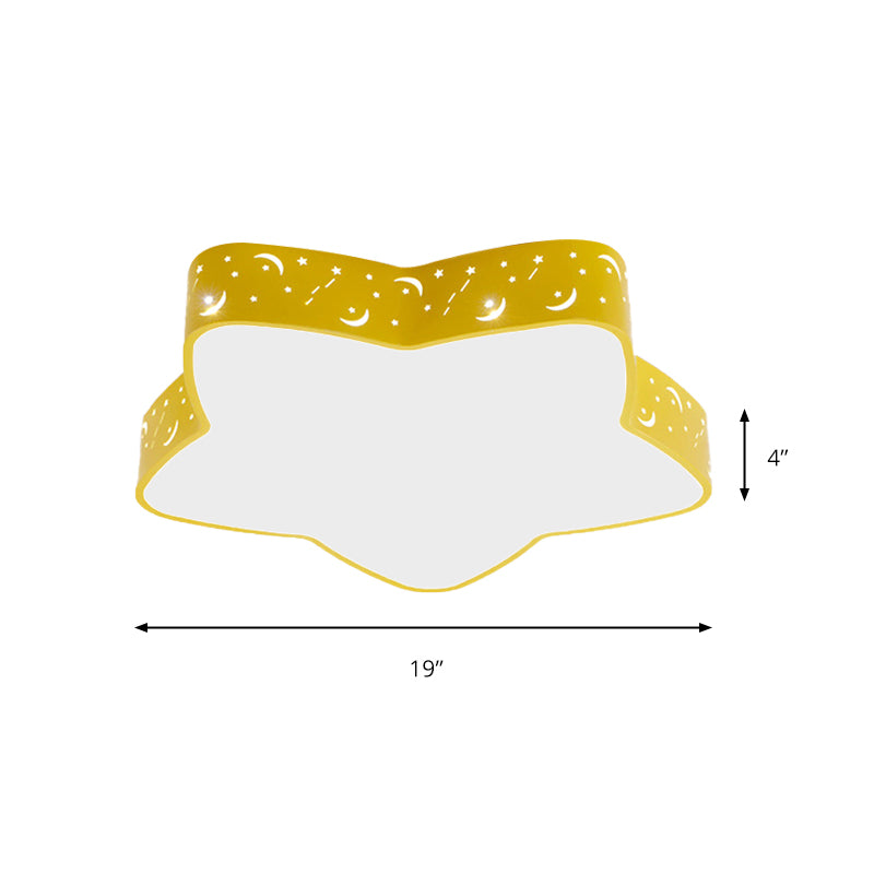 Nordic Style Candy Colored Ceiling Light Etched Star Metal Flush Mount Light for Teen Clearhalo 'Ceiling Lights' 'Close To Ceiling Lights' 'Close to ceiling' 'Flush mount' Lighting' 170478