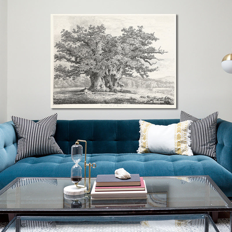 Canvas Gray Painting Traditional Style Tree Wall Art Decor, Multiple Sizes Options Clearhalo 'Art Gallery' 'Canvas Art' 'Contemporary Art Gallery' 'Contemporary Art' 'Minimalism' 'Minimalist Art Gallery' 'Scandinavian' Arts' 1704786