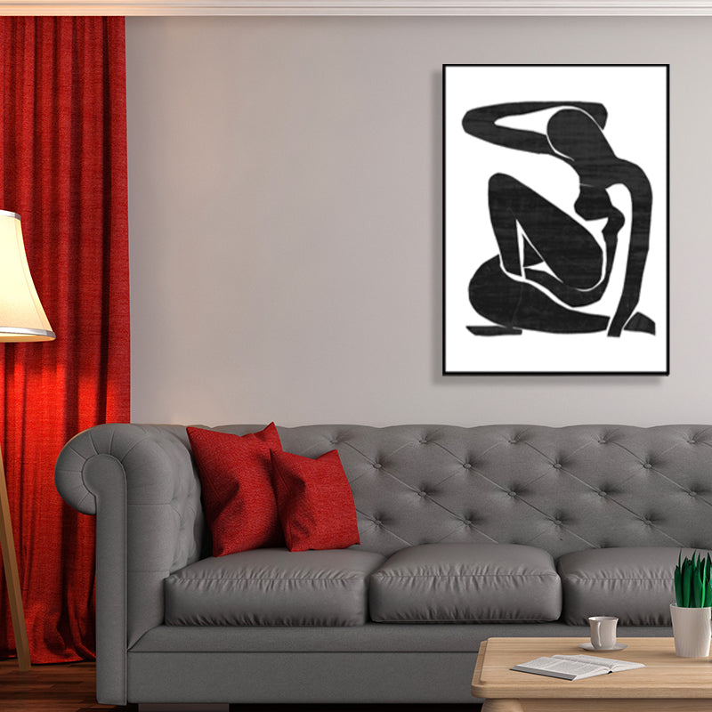 Sitting Figure Wall Decor Minimalism Textured Girls Bedroom Painting, Multiple Sizes Clearhalo 'Art Gallery' 'Canvas Art' 'Contemporary Art Gallery' 'Contemporary Art' 'Minimalism' 'Minimalist Art Gallery' 'Scandinavian' Arts' 1704792