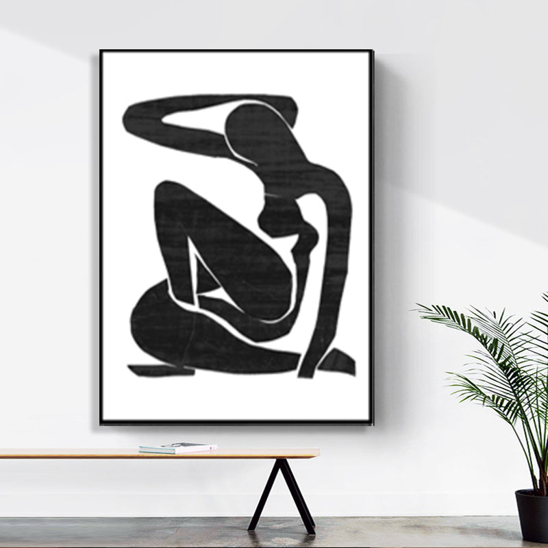 Sitting Figure Wall Decor Minimalism Textured Girls Bedroom Painting, Multiple Sizes Clearhalo 'Art Gallery' 'Canvas Art' 'Contemporary Art Gallery' 'Contemporary Art' 'Minimalism' 'Minimalist Art Gallery' 'Scandinavian' Arts' 1704793