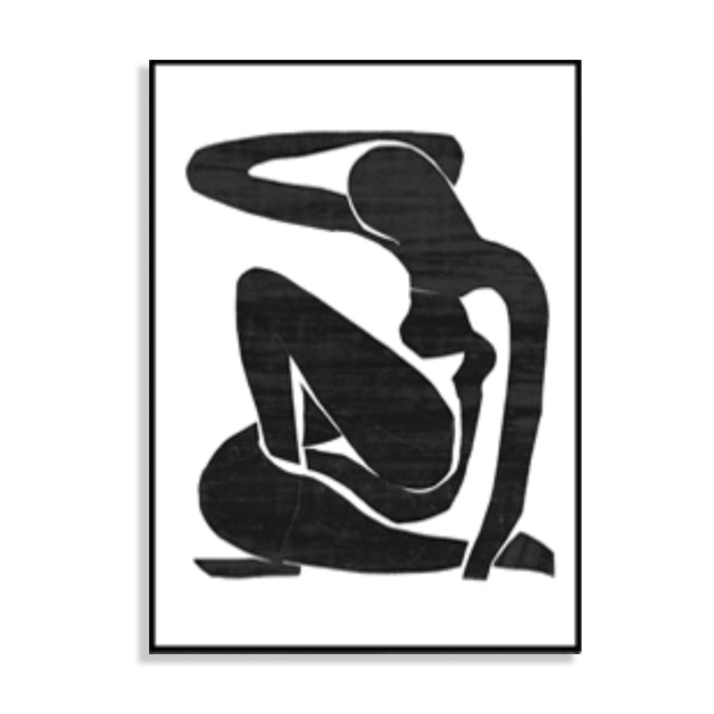 Sitting Figure Wall Decor Minimalism Textured Girls Bedroom Painting, Multiple Sizes Clearhalo 'Art Gallery' 'Canvas Art' 'Contemporary Art Gallery' 'Contemporary Art' 'Minimalism' 'Minimalist Art Gallery' 'Scandinavian' Arts' 1704794