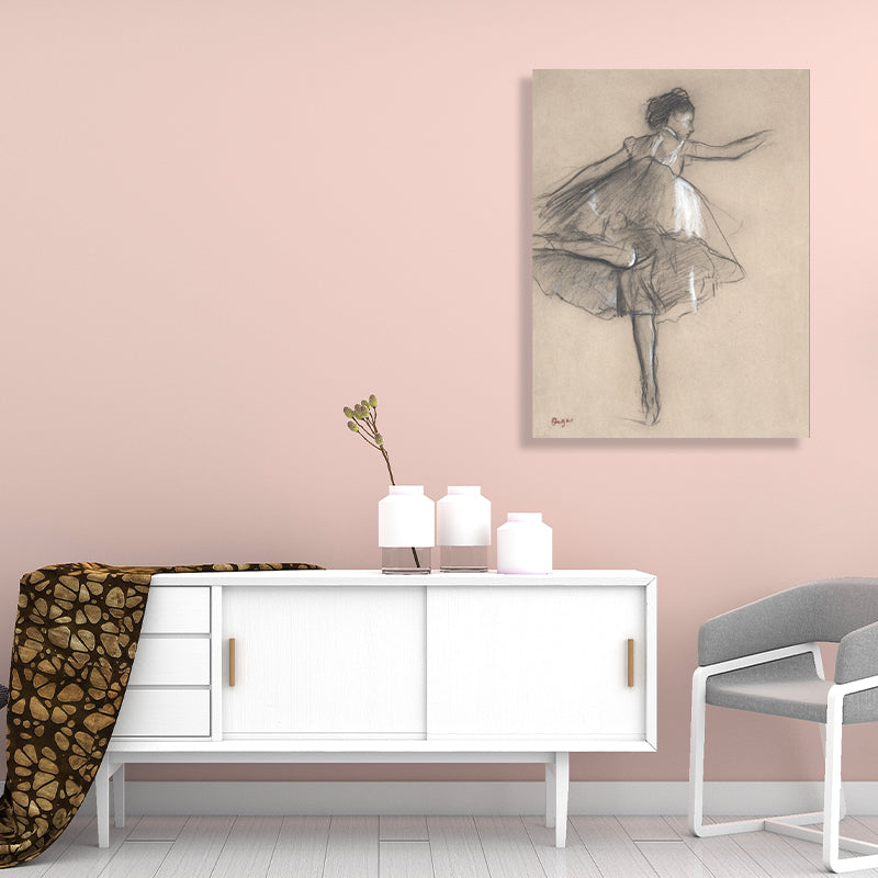 Gray Dancing Girl Painting Textured Wall Art Print for Guest Room, Multiple Sizes Clearhalo 'Art Gallery' 'Canvas Art' 'Contemporary Art Gallery' 'Contemporary Art' 'Minimalism' 'Minimalist Art Gallery' 'Scandinavian' Arts' 1704799
