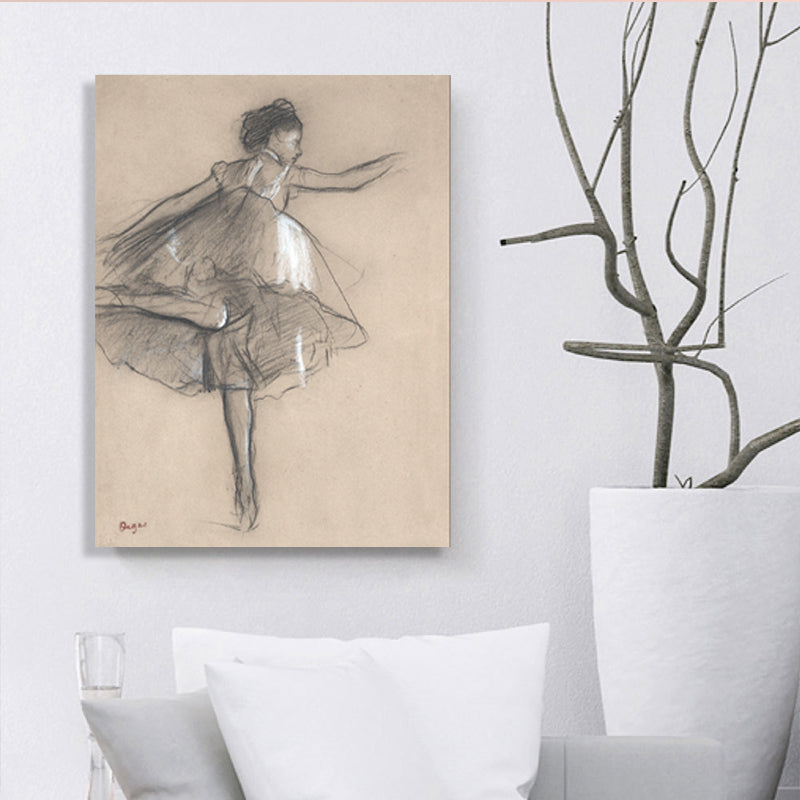 Gray Dancing Girl Painting Textured Wall Art Print for Guest Room, Multiple Sizes Clearhalo 'Art Gallery' 'Canvas Art' 'Contemporary Art Gallery' 'Contemporary Art' 'Minimalism' 'Minimalist Art Gallery' 'Scandinavian' Arts' 1704800