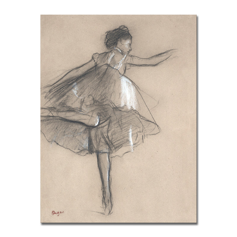 Gray Dancing Girl Painting Textured Wall Art Print for Guest Room, Multiple Sizes Clearhalo 'Art Gallery' 'Canvas Art' 'Contemporary Art Gallery' 'Contemporary Art' 'Minimalism' 'Minimalist Art Gallery' 'Scandinavian' Arts' 1704801