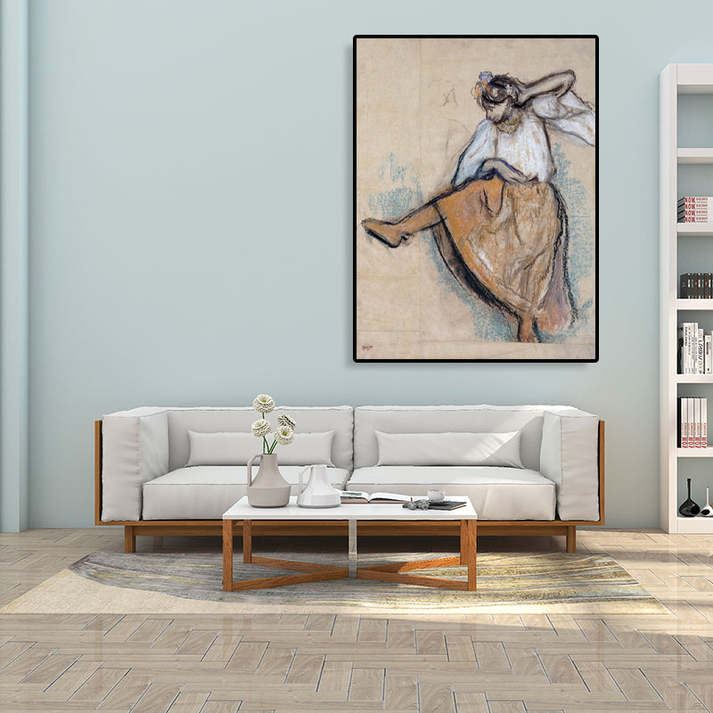 Gray Dancing Girl Painting Textured Wall Art Print for Guest Room, Multiple Sizes Clearhalo 'Art Gallery' 'Canvas Art' 'Contemporary Art Gallery' 'Contemporary Art' 'Minimalism' 'Minimalist Art Gallery' 'Scandinavian' Arts' 1704807