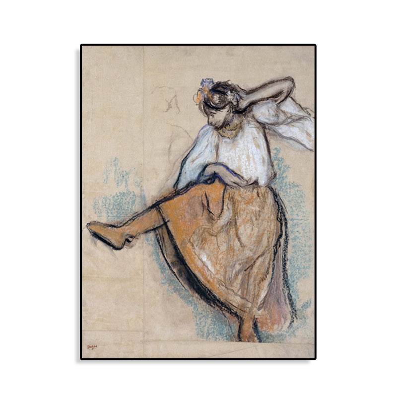 Gray Dancing Girl Painting Textured Wall Art Print for Guest Room, Multiple Sizes Clearhalo 'Art Gallery' 'Canvas Art' 'Contemporary Art Gallery' 'Contemporary Art' 'Minimalism' 'Minimalist Art Gallery' 'Scandinavian' Arts' 1704808