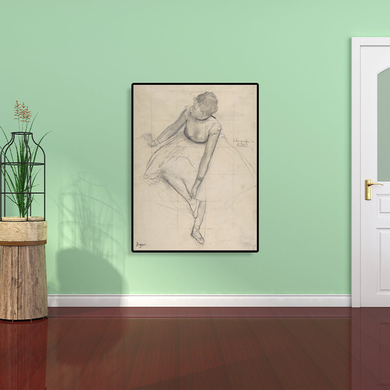 Gray Dancing Girl Painting Textured Wall Art Print for Guest Room, Multiple Sizes Clearhalo 'Art Gallery' 'Canvas Art' 'Contemporary Art Gallery' 'Contemporary Art' 'Minimalism' 'Minimalist Art Gallery' 'Scandinavian' Arts' 1704810