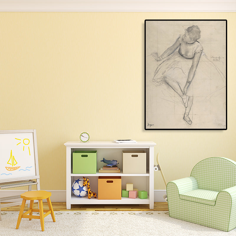 Gray Dancing Girl Painting Textured Wall Art Print for Guest Room, Multiple Sizes Clearhalo 'Art Gallery' 'Canvas Art' 'Contemporary Art Gallery' 'Contemporary Art' 'Minimalism' 'Minimalist Art Gallery' 'Scandinavian' Arts' 1704811