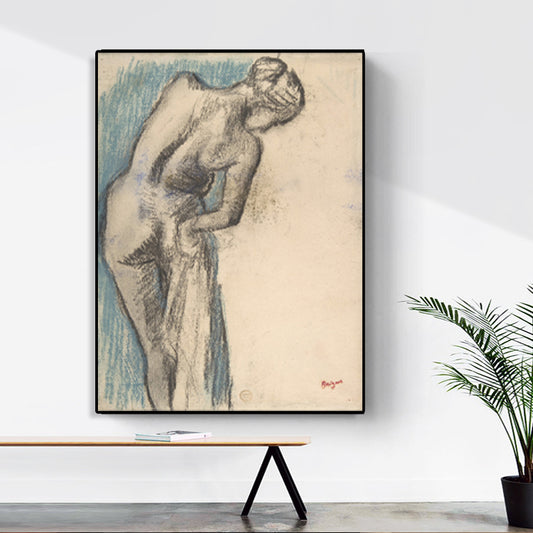 Gray Dancing Girl Painting Textured Wall Art Print for Guest Room, Multiple Sizes