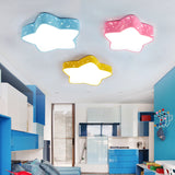 Nordic Style Candy Colored Ceiling Light Etched Star Metal Flush Mount Light for Teen Clearhalo 'Ceiling Lights' 'Close To Ceiling Lights' 'Close to ceiling' 'Flush mount' Lighting' 170481