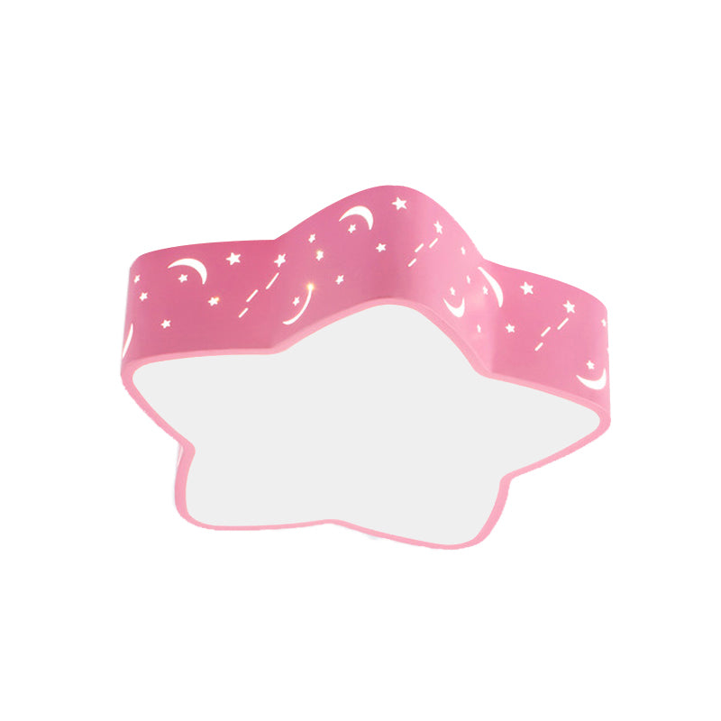 Nordic Style Candy Colored Ceiling Light Etched Star Metal Flush Mount Light for Teen Clearhalo 'Ceiling Lights' 'Close To Ceiling Lights' 'Close to ceiling' 'Flush mount' Lighting' 170482