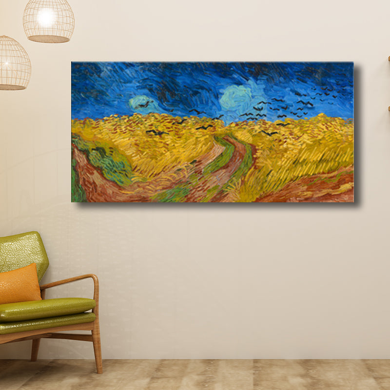 Pastel Color Farmfield View Canvas Textured Wall Art for Guest Room, Multiple Sizes Yellow Clearhalo 'Arts' 'Canvas Art' 1704831
