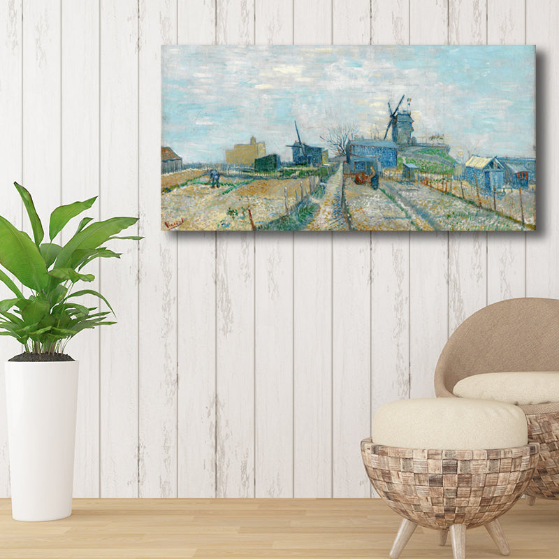 Pastel Color Farmfield View Canvas Textured Wall Art for Guest Room, Multiple Sizes Grey Clearhalo 'Arts' 'Canvas Art' 1704838