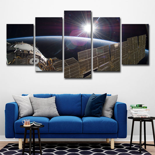Sci-Fi Space Satellite Art Print Canvas Multi-Piece Black and Brown Wall Decor for Room Clearhalo 'Art Gallery' 'Canvas Art' 'Kids' Arts' 1704877