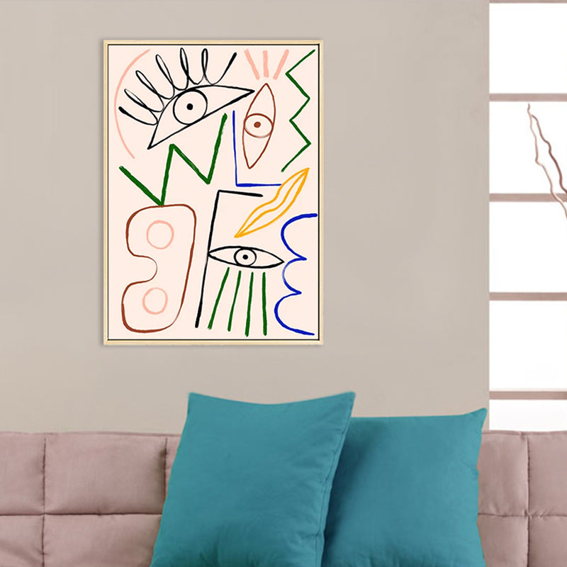 Pencil Drawing Entertainment Wall Art for House Interior, Pastel Color, Textured Clearhalo 'Art Gallery' 'Canvas Art' 'Contemporary Art Gallery' 'Contemporary Art' 'Minimalism' 'Minimalist Art Gallery' 'Scandinavian' Arts' 1704891