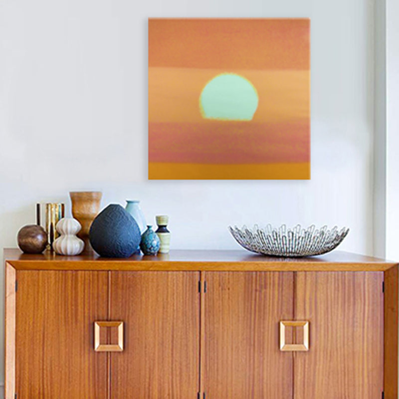 Cartoon Sunrise Canvas Print Pastel Color Textured Square Wall Art for Living Room Clearhalo 'Art Gallery' 'Canvas Art' 'Kids' Arts' 1704906