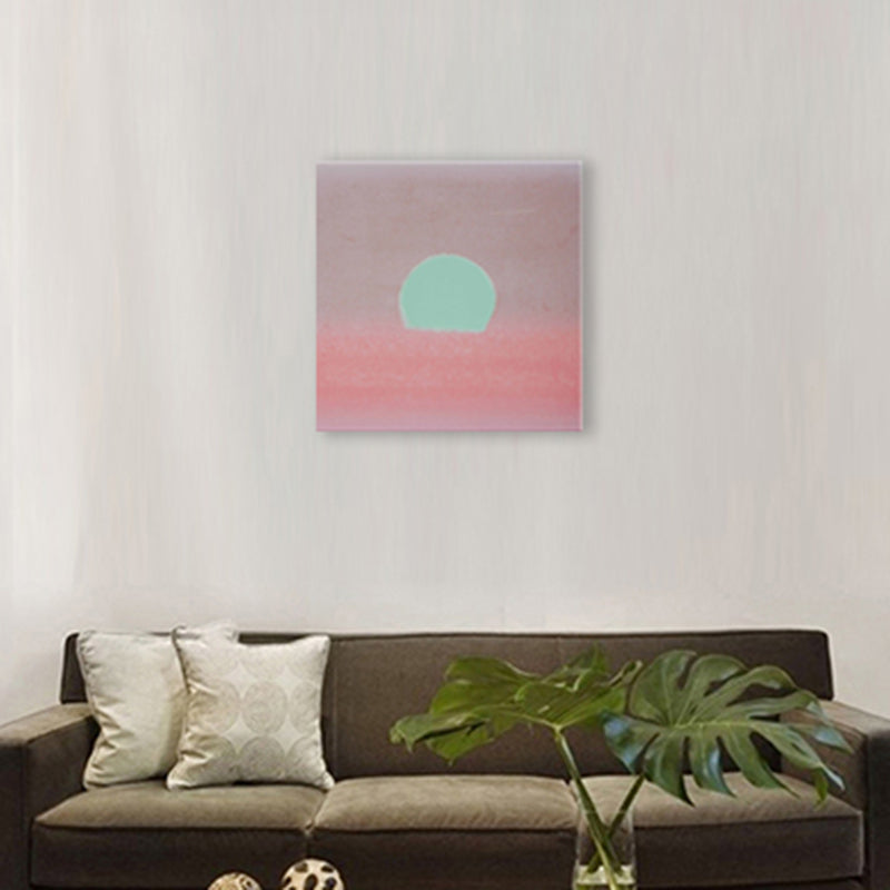 Cartoon Sunrise Canvas Print Pastel Color Textured Square Wall Art for Living Room Pink Clearhalo 'Art Gallery' 'Canvas Art' 'Kids' Arts' 1704911