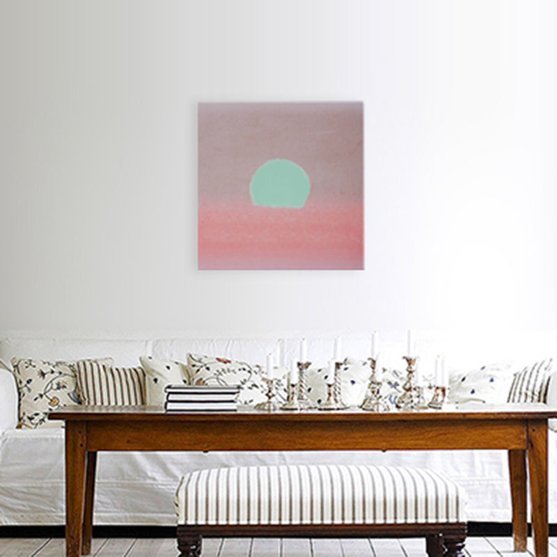 Cartoon Sunrise Canvas Print Pastel Color Textured Square Wall Art for Living Room Clearhalo 'Art Gallery' 'Canvas Art' 'Kids' Arts' 1704912