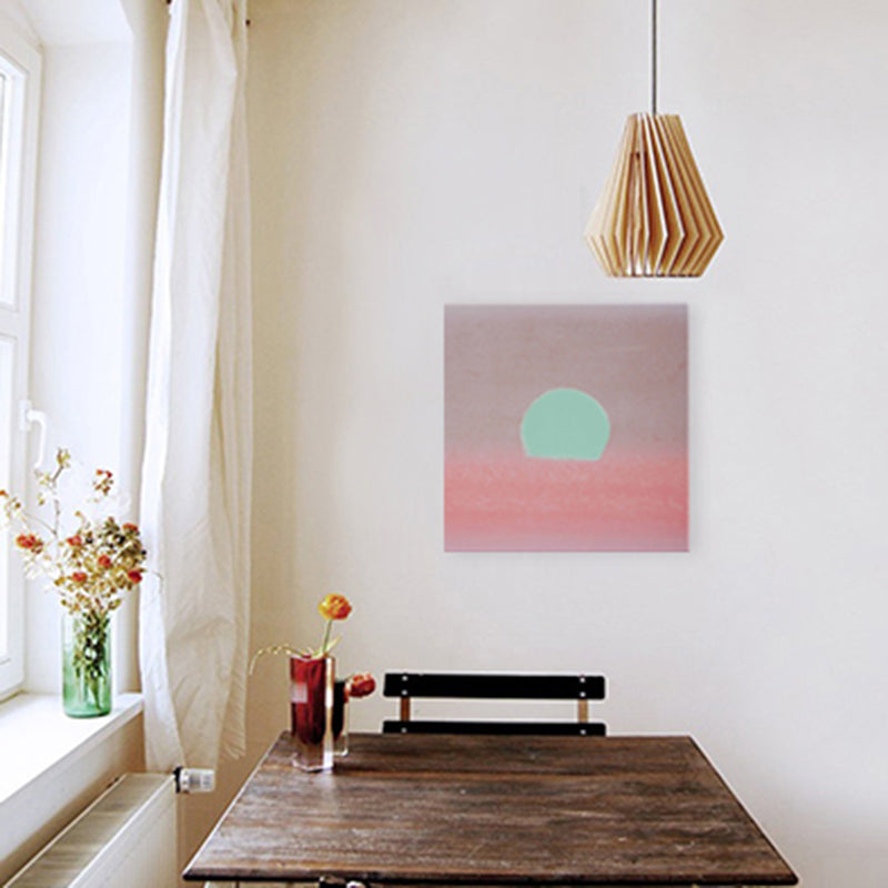 Cartoon Sunrise Canvas Print Pastel Color Textured Square Wall Art for Living Room Clearhalo 'Art Gallery' 'Canvas Art' 'Kids' Arts' 1704913