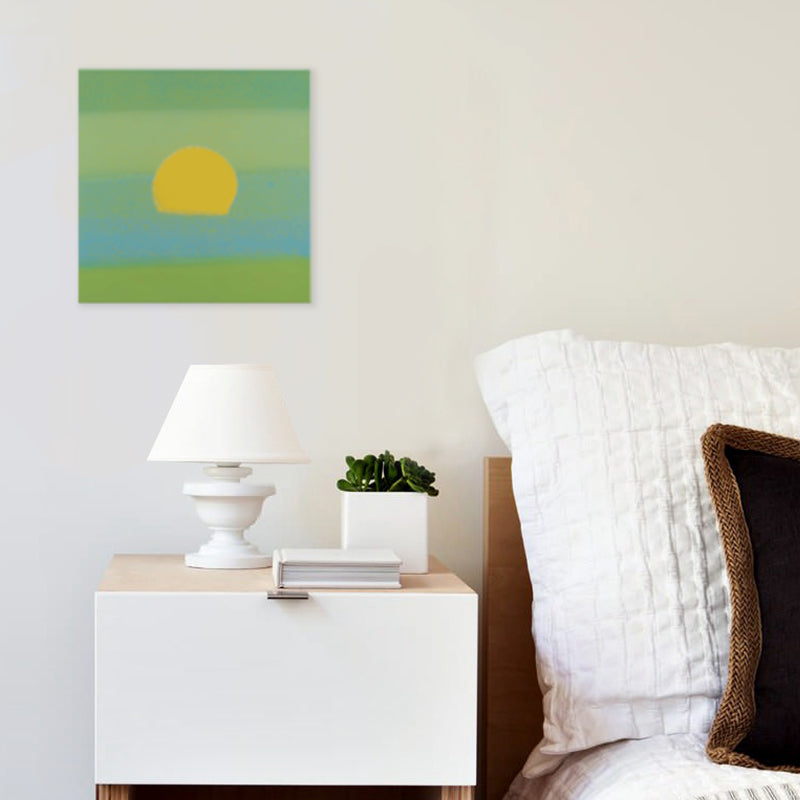 Cartoon Sunrise Canvas Print Pastel Color Textured Square Wall Art for Living Room Green Clearhalo 'Art Gallery' 'Canvas Art' 'Kids' Arts' 1704914