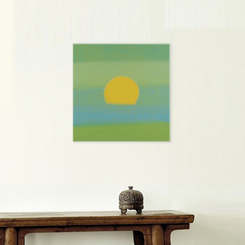 Cartoon Sunrise Canvas Print Pastel Color Textured Square Wall Art for Living Room Clearhalo 'Art Gallery' 'Canvas Art' 'Kids' Arts' 1704915