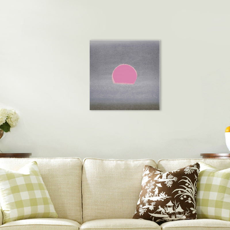 Cartoon Sunrise Canvas Print Pastel Color Textured Square Wall Art for Living Room Grey Clearhalo 'Art Gallery' 'Canvas Art' 'Kids' Arts' 1704917