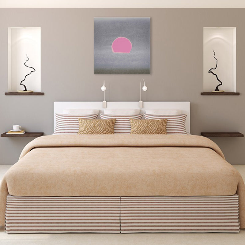 Cartoon Sunrise Canvas Print Pastel Color Textured Square Wall Art for Living Room Clearhalo 'Art Gallery' 'Canvas Art' 'Kids' Arts' 1704918