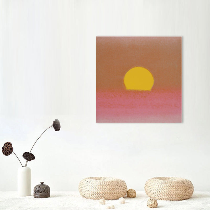 Cartoon Sunrise Canvas Print Pastel Color Textured Square Wall Art for Living Room Clearhalo 'Art Gallery' 'Canvas Art' 'Kids' Arts' 1704921