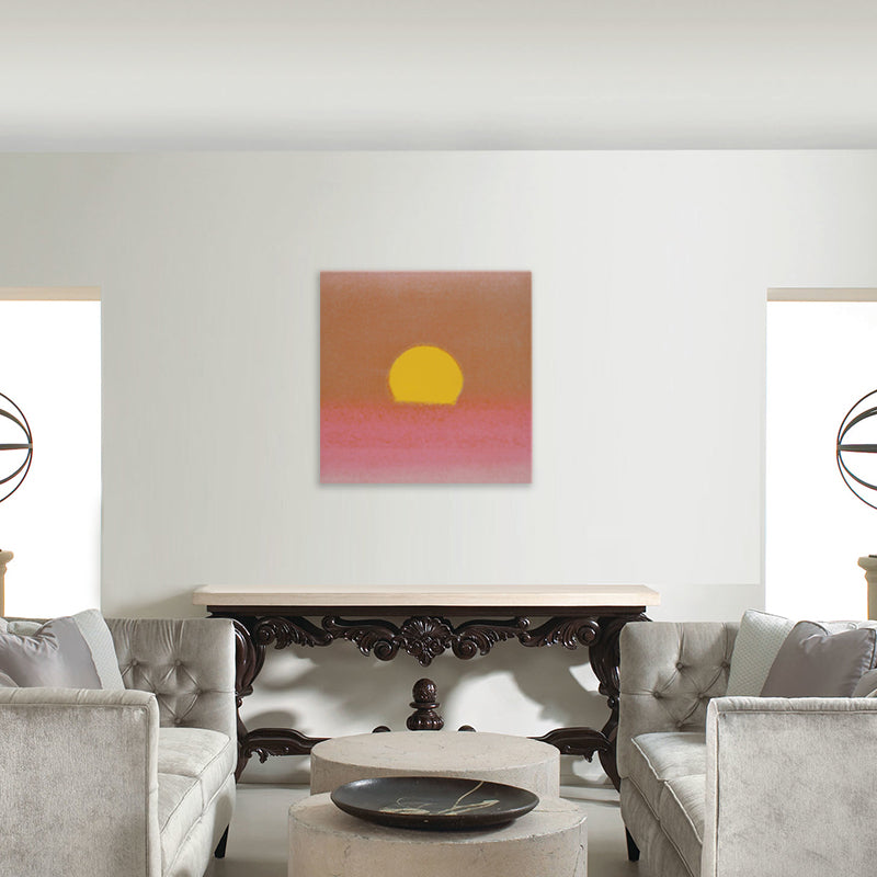 Cartoon Sunrise Canvas Print Pastel Color Textured Square Wall Art for Living Room Clearhalo 'Art Gallery' 'Canvas Art' 'Kids' Arts' 1704922