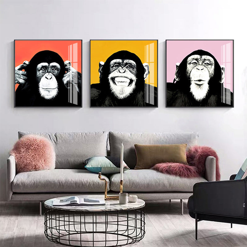 Canvas Textured Wall Decor Kids Style Intelligent Chimpanzee Painting, Multiple Sizes Clearhalo 'Art Gallery' 'Canvas Art' 'Kids' Arts' 1704930