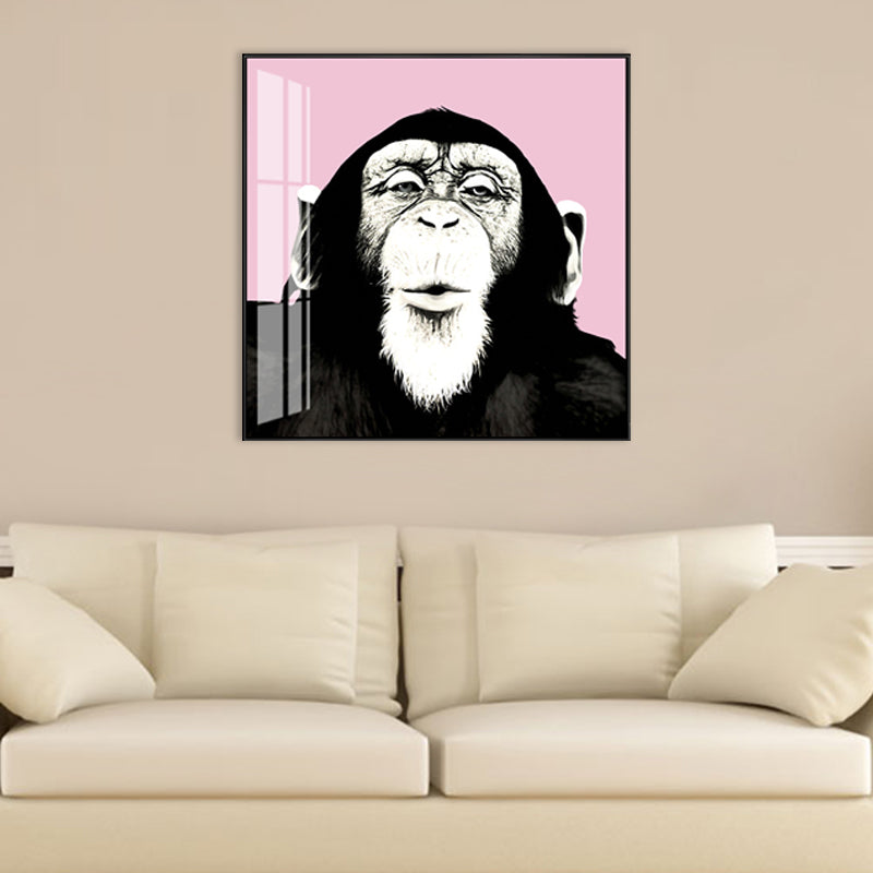 Canvas Textured Wall Decor Kids Style Intelligent Chimpanzee Painting, Multiple Sizes Clearhalo 'Art Gallery' 'Canvas Art' 'Kids' Arts' 1704939