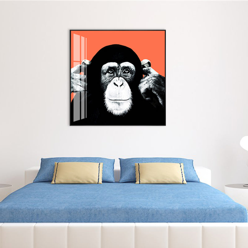 Canvas Textured Wall Decor Kids Style Intelligent Chimpanzee Painting, Multiple Sizes Clearhalo 'Art Gallery' 'Canvas Art' 'Kids' Arts' 1704944