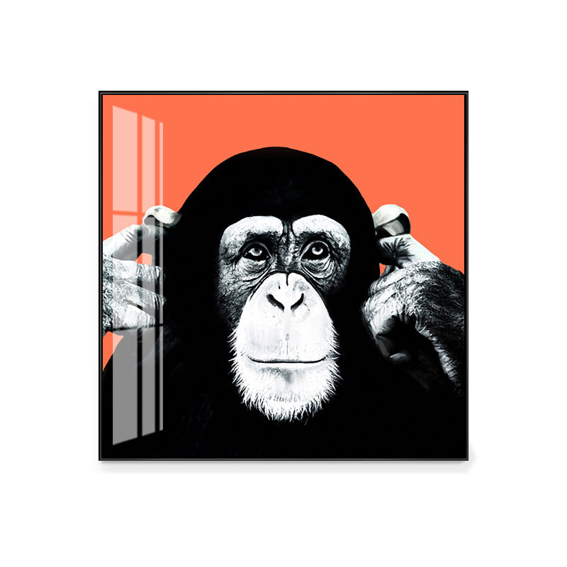 Canvas Textured Wall Decor Kids Style Intelligent Chimpanzee Painting, Multiple Sizes Clearhalo 'Art Gallery' 'Canvas Art' 'Kids' Arts' 1704945