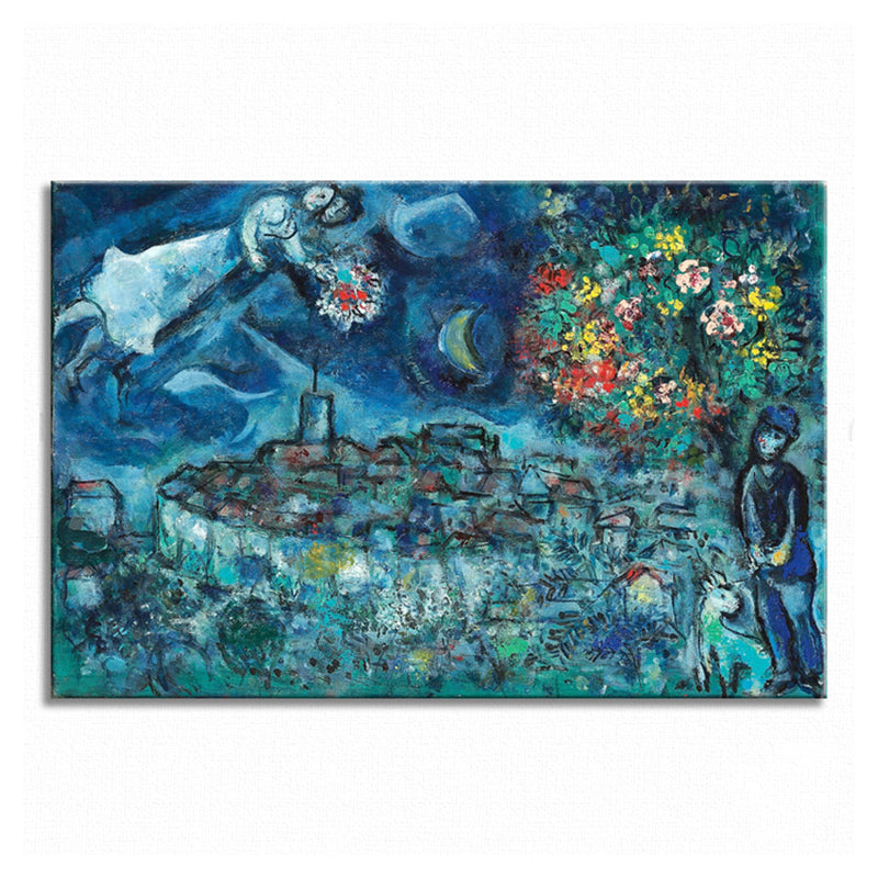 Lover and Flower Canvas Print Countryside Textured Living Room Wall Art in Blue for Bedroom Clearhalo 'Art Gallery' 'Canvas Art' 'Traditional' Arts' 1704949