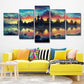 Lakeside Castle Scenery Wall Art Kids Dreamy Evening Glow Canvas Print in Yellow Clearhalo 'Art Gallery' 'Canvas Art' 'Kids' Arts' 1704953