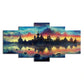 Lakeside Castle Scenery Wall Art Kids Dreamy Evening Glow Canvas Print in Yellow Clearhalo 'Art Gallery' 'Canvas Art' 'Kids' Arts' 1704954
